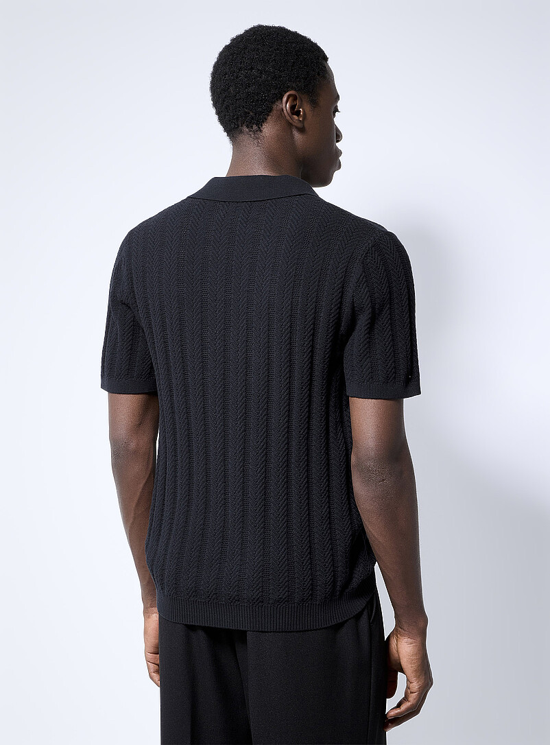 Le 31 Off White Pointelle stripe polo for men