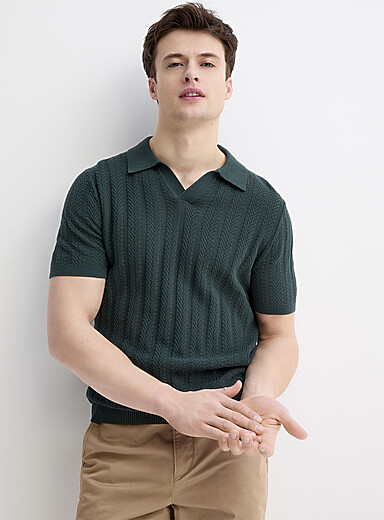 Pointelle stripe polo
