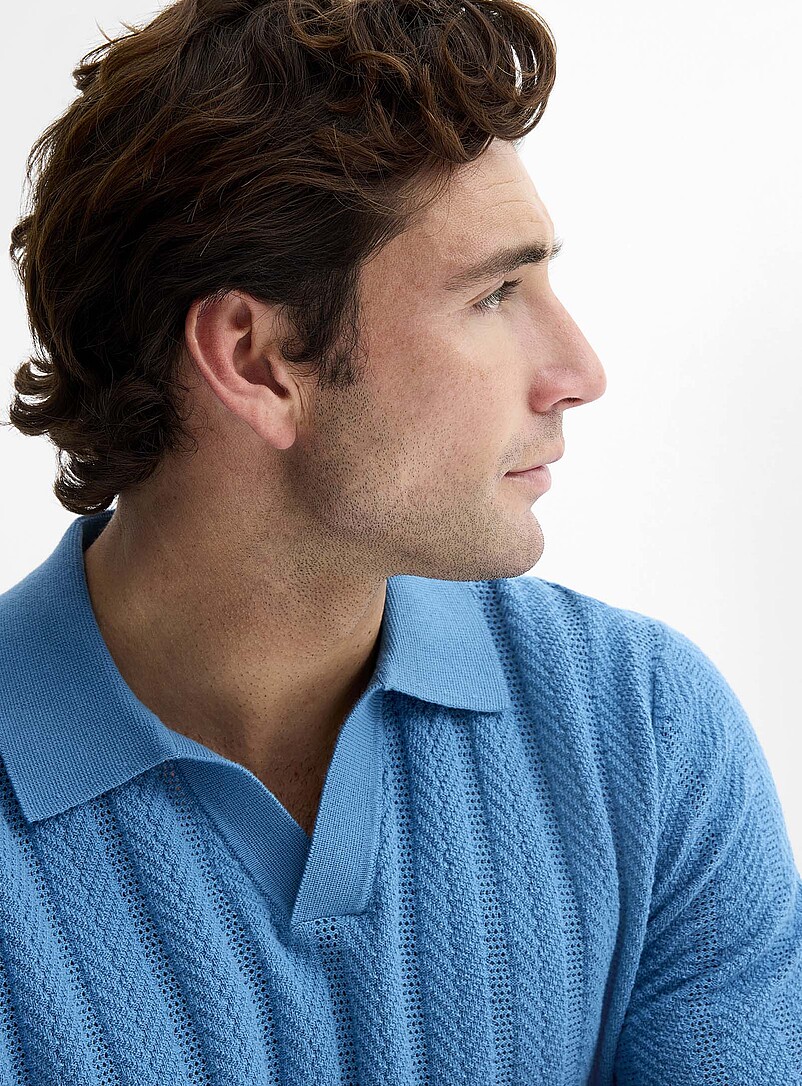 Le 31 Off White Pointelle stripe polo for men