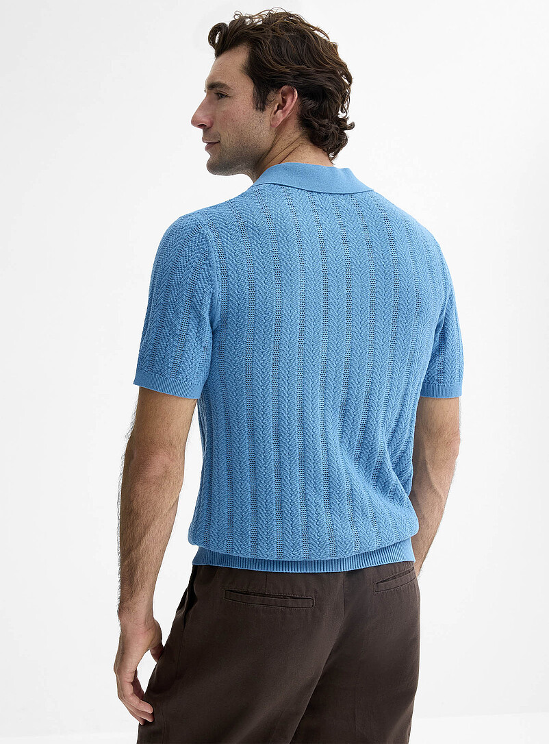 Le 31 Off White Pointelle stripe polo for men