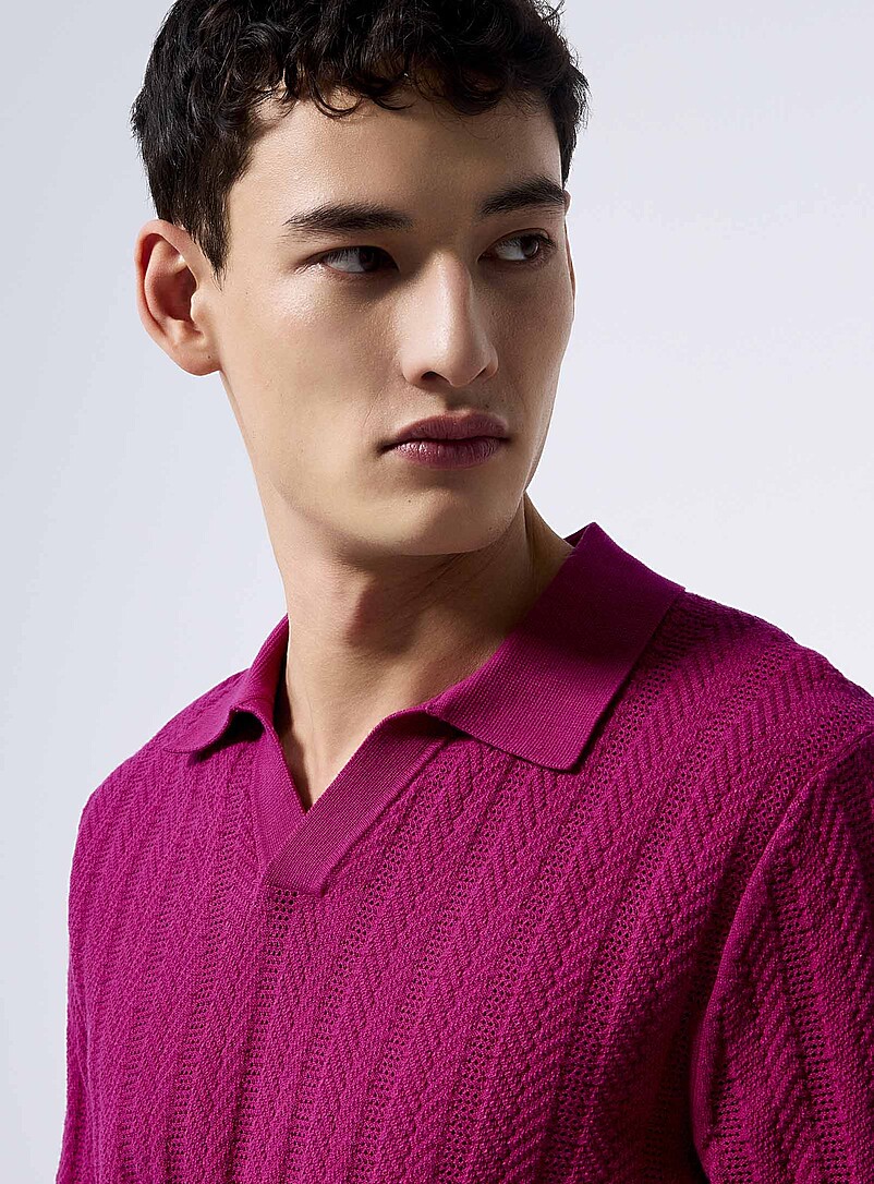 Le 31 Off White Pointelle stripe polo for men