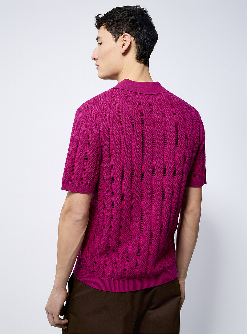 Le 31 Off White Pointelle stripe polo for men