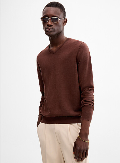 Le 31: Le chandail col V Brun pour homme