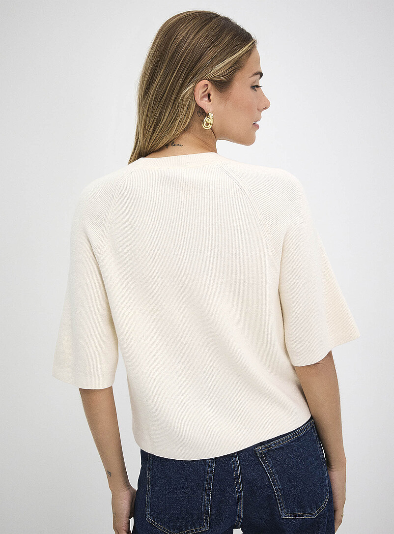 Ic&ocirc;ne Off White Iridescent buttons raglan sleeves boxy-fit cardigan for women
