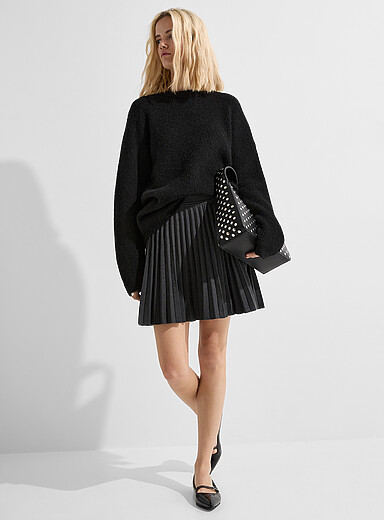 Ic&ocirc;ne: La minijupe plis accord&eacute;on tricot dense Oxford pour femme