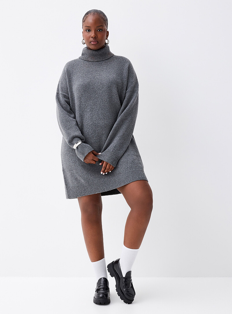 Robe Col Roulé Grise En Angora - Luxe - Taille XL - Fabriqué En France - Neuf Avec étiquettes