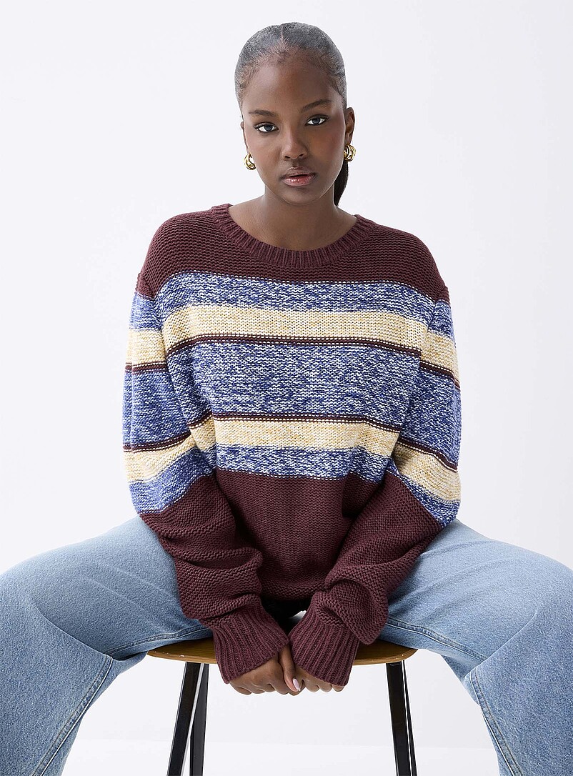 Hesthered Heathered stripes loose sweater | Twik | Shop Women's Sweaters and ...