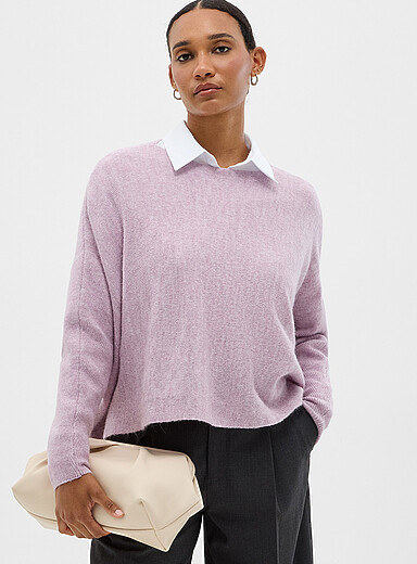 Contemporaine Lilac Oversized-fit touch of wool and alpaca sweater for women