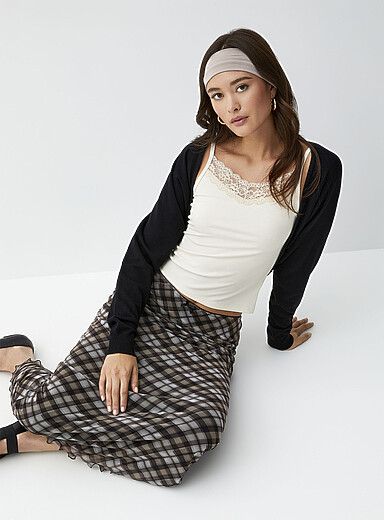 Twik Black Fine-knit shrug for women