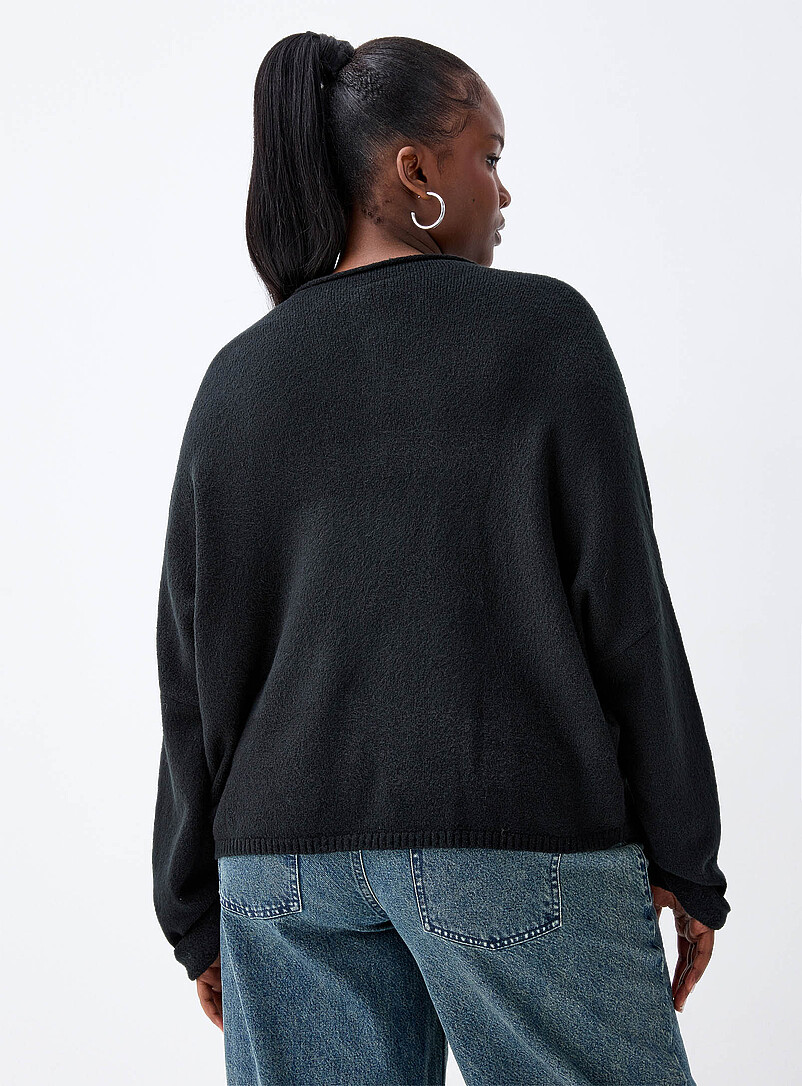 Twik: Le cardigan bords roulott&eacute;s Blanc cass&eacute; pour femme
