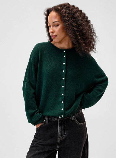 Roll-edge cardigan