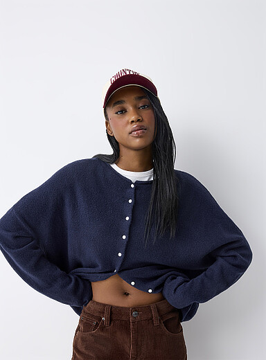 Twik Indigo/Dark Blue Roll-edge cardigan for women