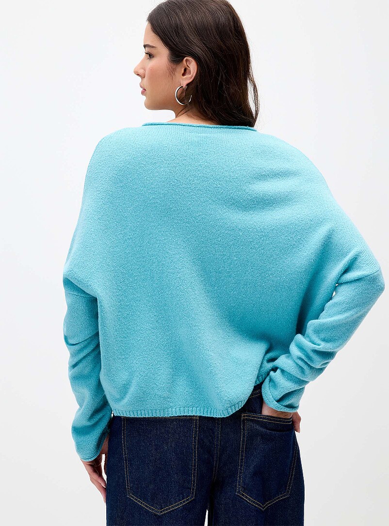 Twik: Le cardigan bords roulott&eacute;s Blanc cass&eacute; pour femme