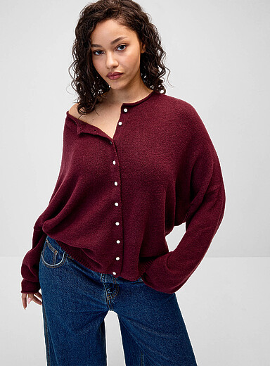 Roll-edge cardigan