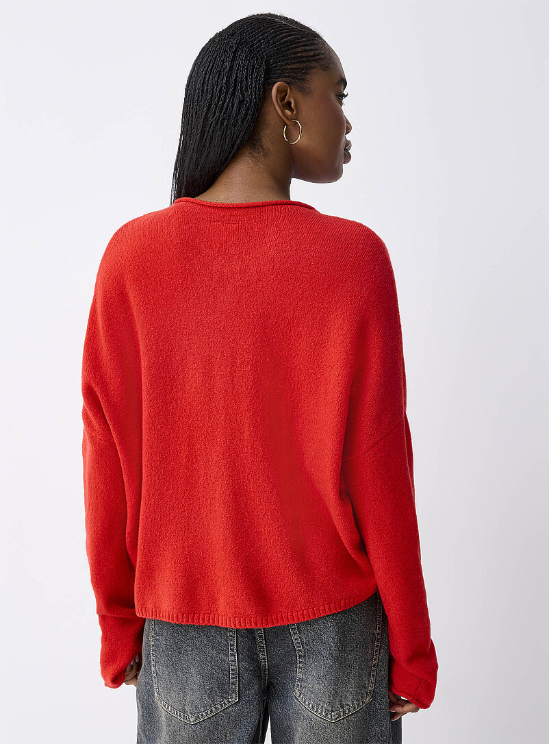 Twik: Le cardigan bords roulott&eacute;s Blanc cass&eacute; pour femme