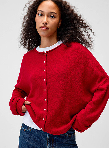 Roll-edge cardigan