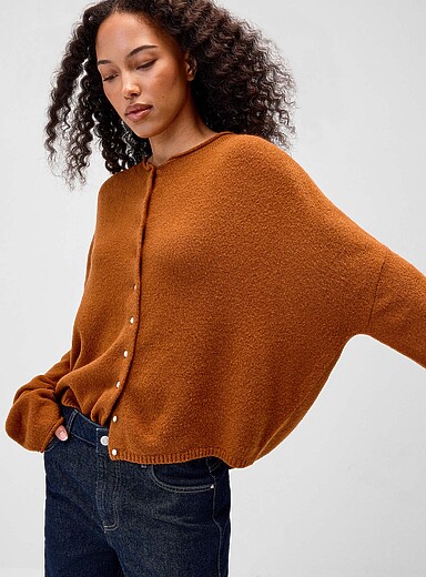 Roll-edge cardigan