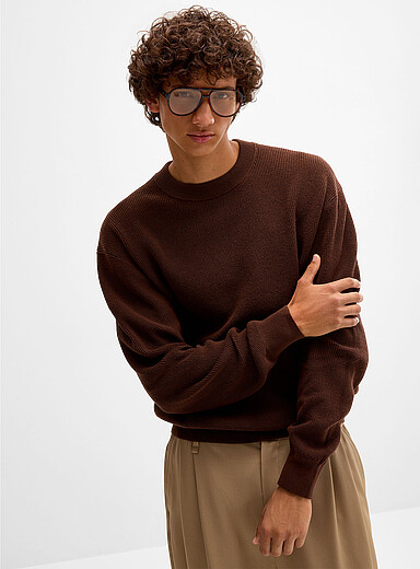 Loose waffle-knit sweater