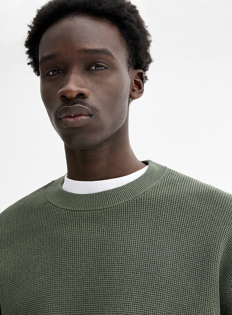 Loose waffle-knit sweater | Djab | Shop Men's Crew Neck Sweaters