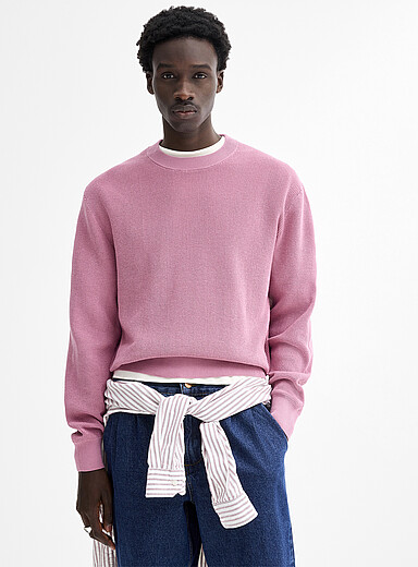 Djab: Le chandail gaufr&eacute; ample Lilas pour homme