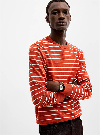 Le 31: Le chandail rayures nautiques Orange &agrave; motifs pour homme
