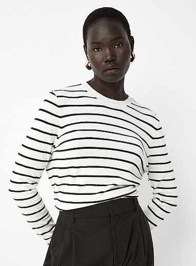 Striped fine-knit sweater