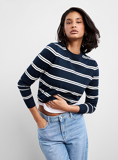 Striped fine-knit sweater