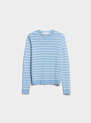 Contemporaine: Le chandail &agrave; rayures fin tricot Bleu moyen - Ardoise pour femme