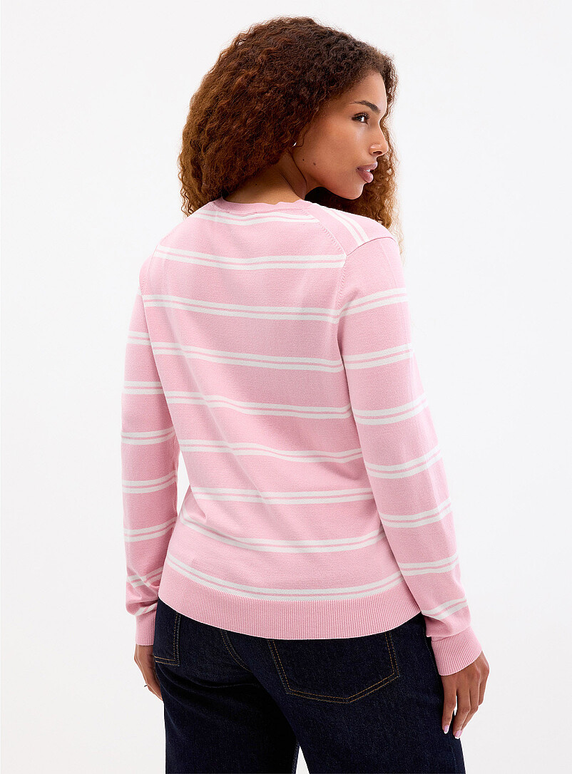Contemporaine: Le chandail &agrave; rayures fin tricot Sable pour femme