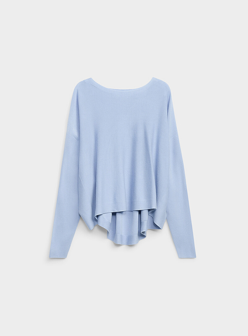 Contemporaine: Le chandail carr&eacute; surdimensionn&eacute; fin tricot col bateau Sable pour femme
