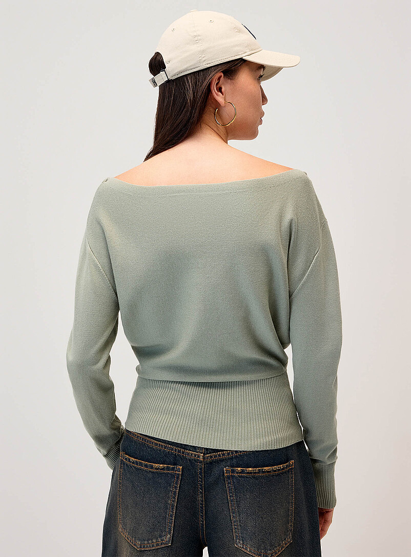 Twik: Le chandail ample ourlet c&ocirc;tel&eacute; Vert pistache - Menthe pour femme