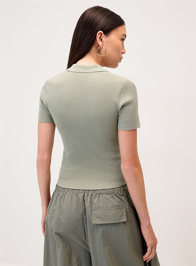 Twik Chocolate/Espresso Mini-ribbing polo for women