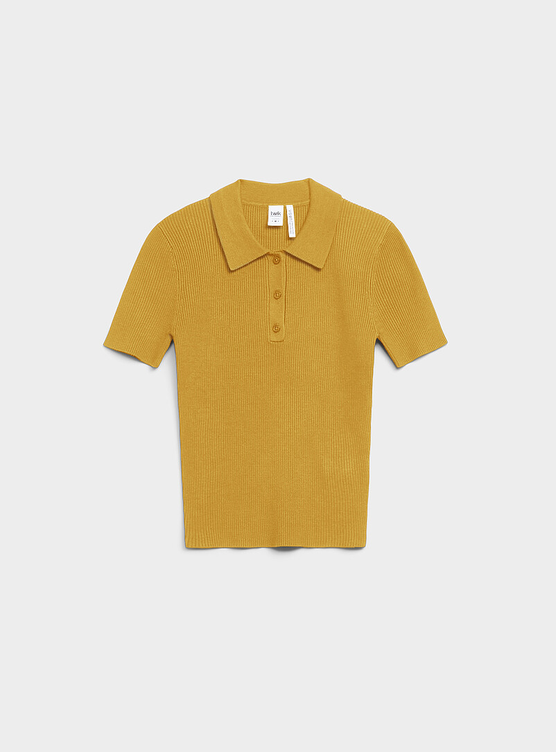 Twik Chocolate/Espresso Mini-ribbing polo for women