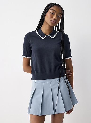 Broderie anglaise Peter Pan collar sweater