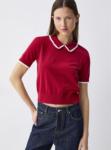 Broderie anglaise Peter Pan collar sweater
