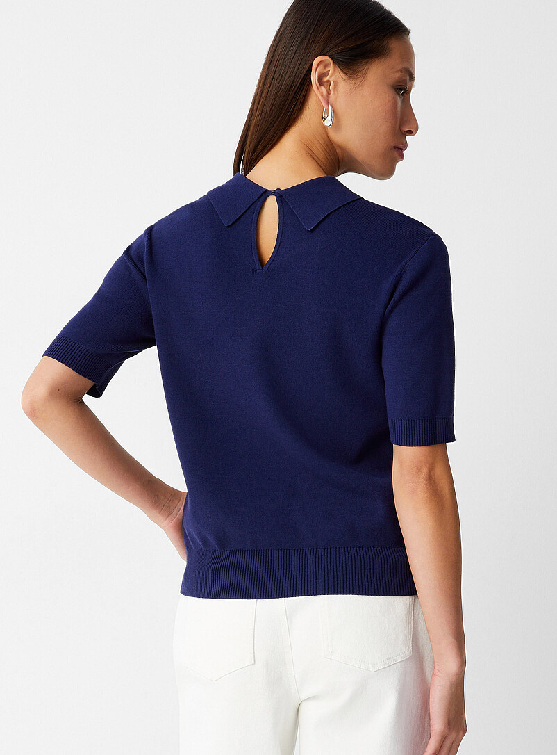Contemporaine: Le polo &eacute;pur&eacute; fin tricot Vert bouteille - Sapin pour femme