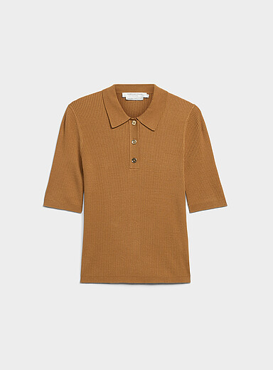 Golden buttons ribbed polo
