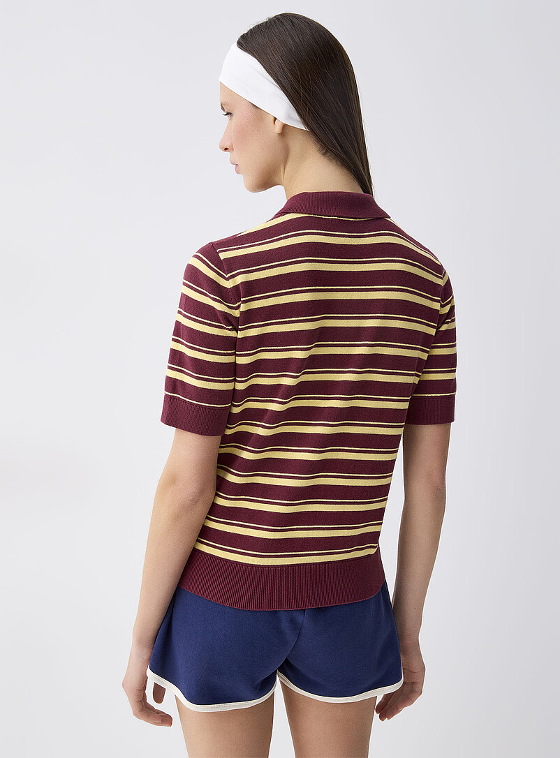 Twik: Le polo rayures mixtes Bleu &agrave; motif pour femme