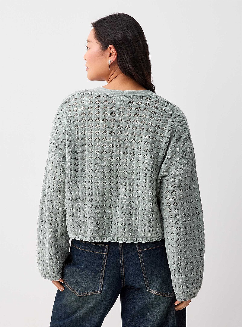 Twik: Le cardigan &agrave; nouer ajour&eacute; Vert pistache - Menthe pour femme