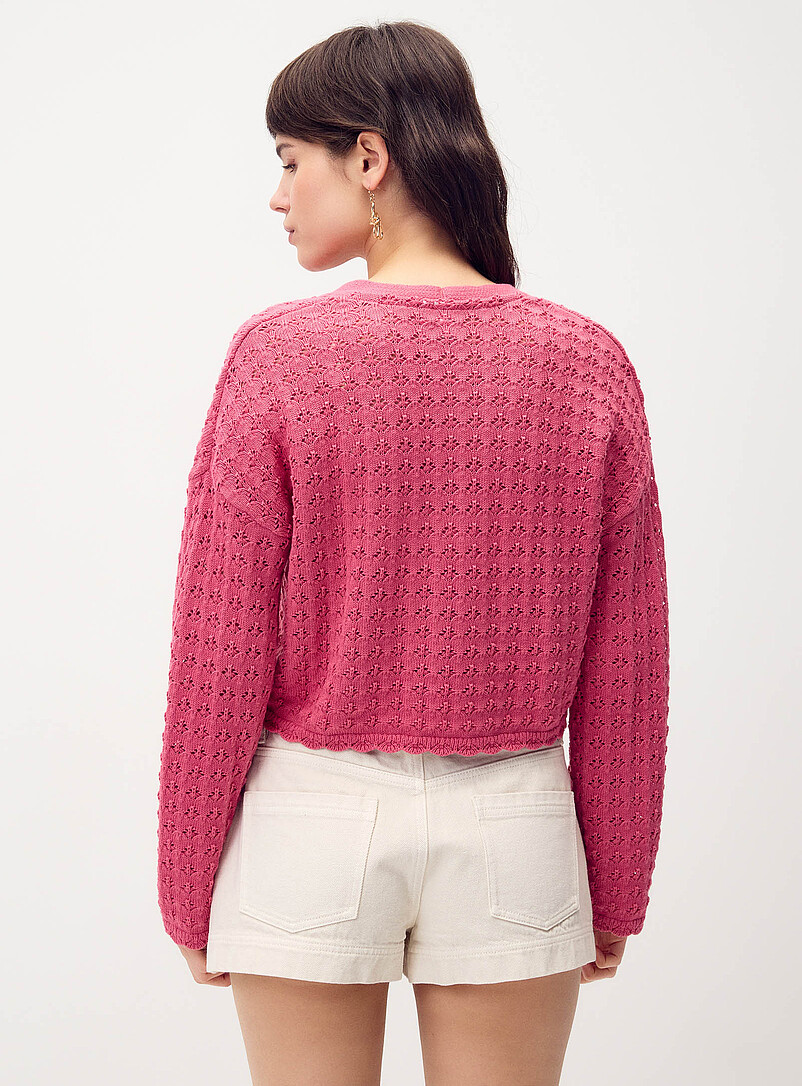 Twik: Le cardigan &agrave; nouer ajour&eacute; Vert pistache - Menthe pour femme