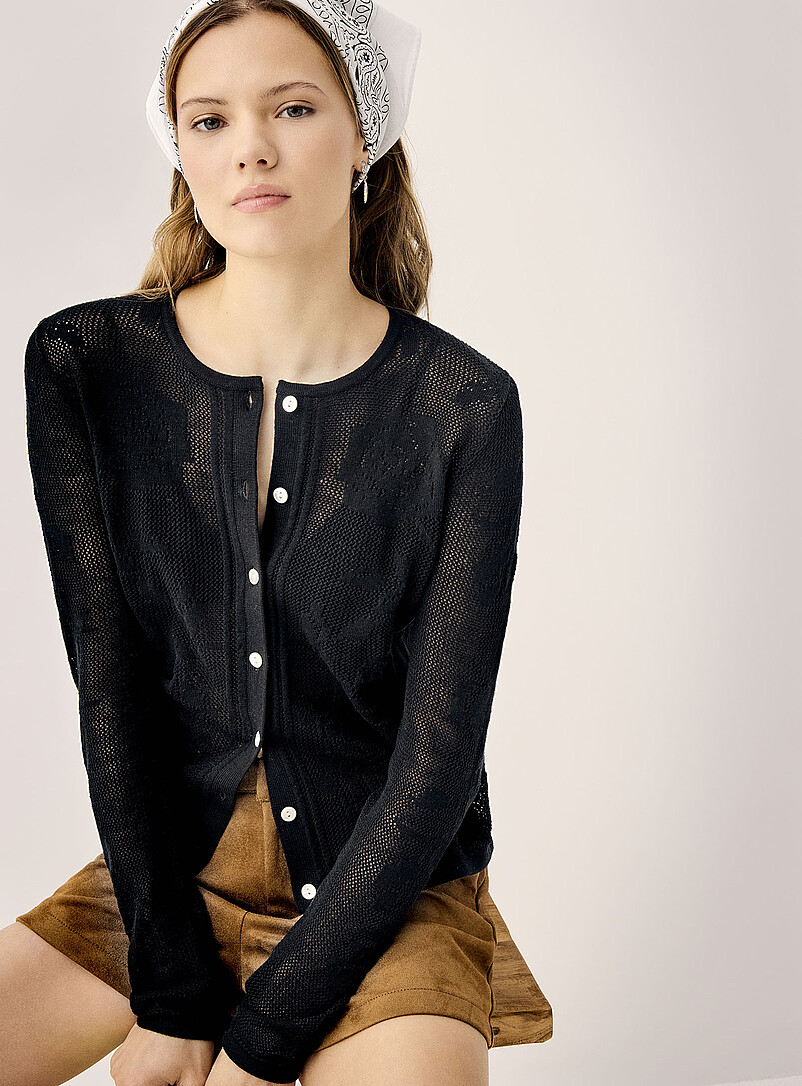 Twik Pink Roses crocheted cardigan for women