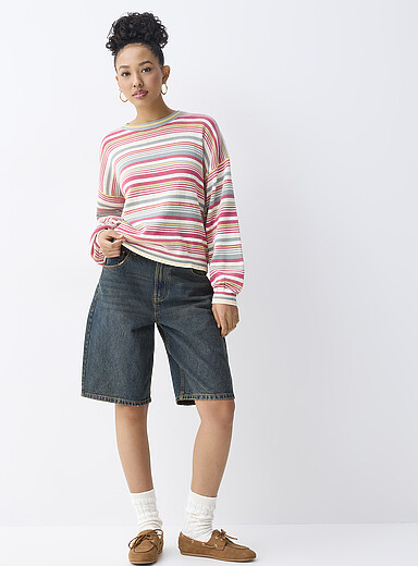 Mixed stripes cotton sweater