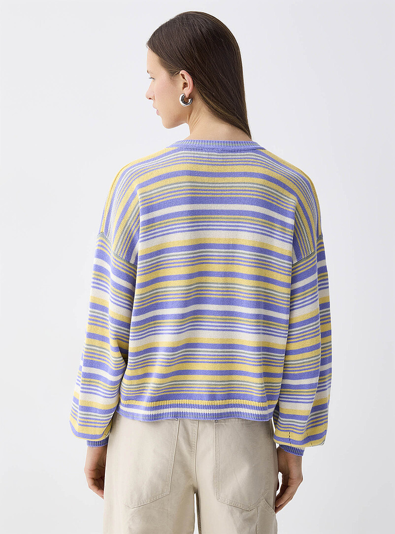 Twik Patterned pink Mixed stripes cotton sweater for women