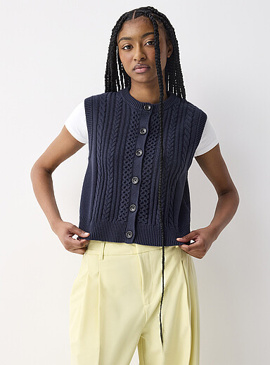 Le d&eacute;bardeur boutonn&eacute; tricot c&acirc;bles
