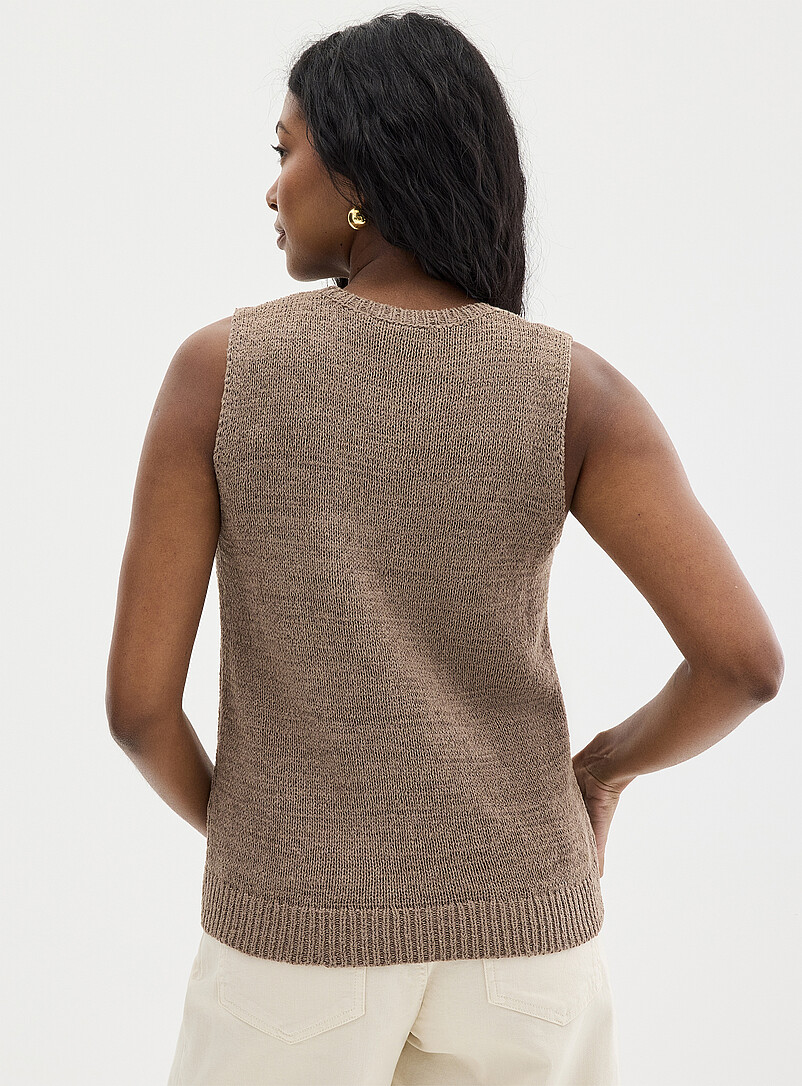 Contemporaine: Le d&eacute;bardeur maille ruban lustr&eacute;e Taupe pour femme