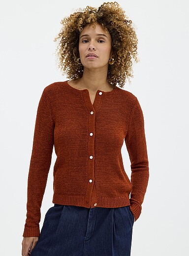 Lustrous ribbon-knit cardigan