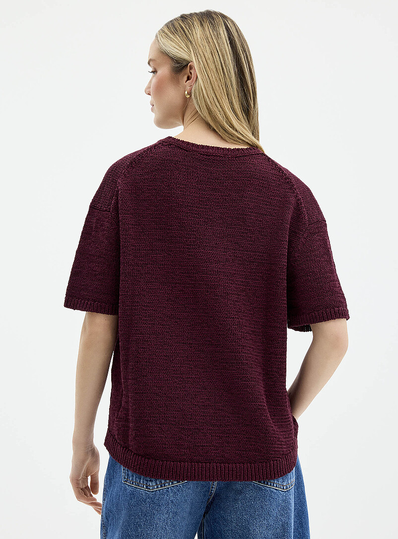 Contemporaine Coral Orange Ribbon-knit loose sweater for women