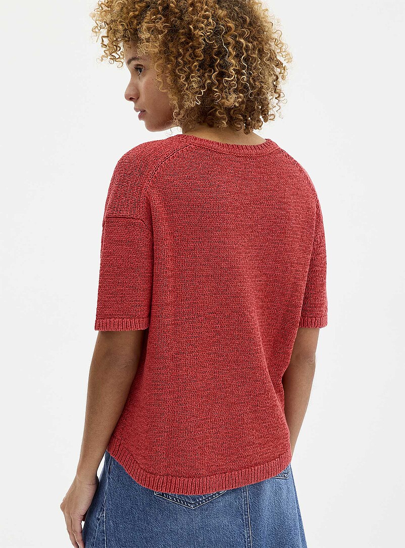 Contemporaine Coral Orange Ribbon-knit loose sweater for women