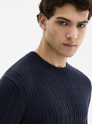 Twisted-cable short-sleeve sweater