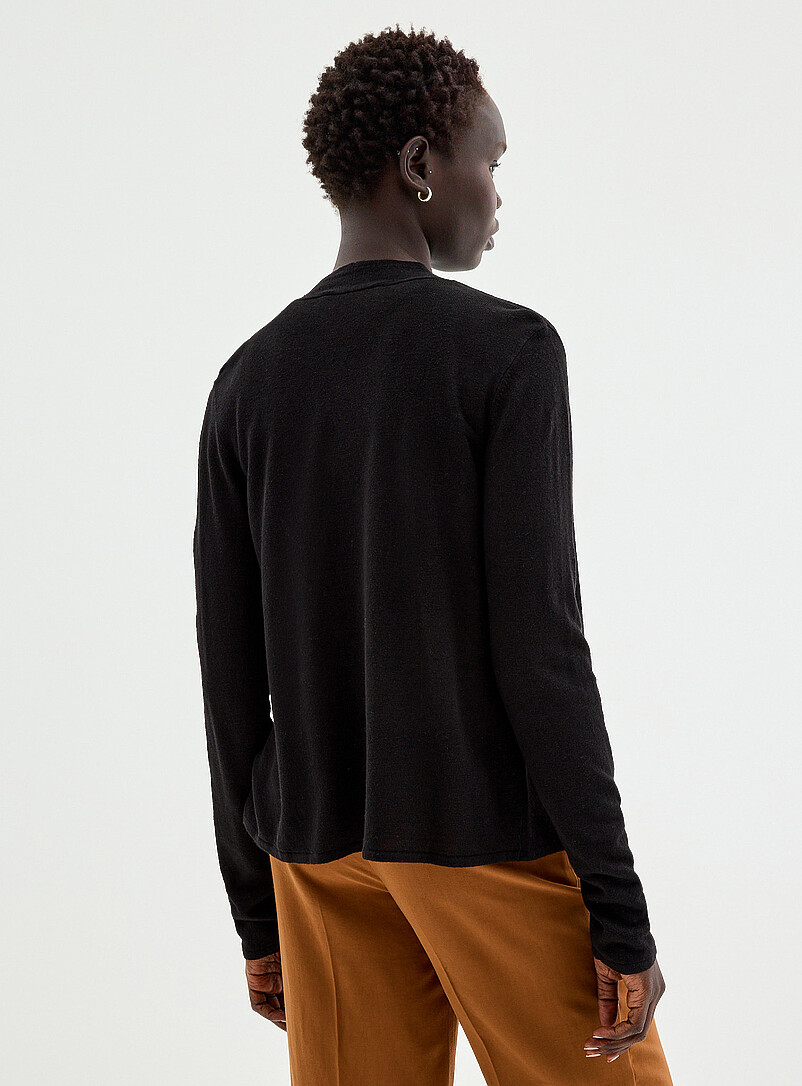Contemporaine: Le cardigan ouvert lin m&eacute;lang&eacute; Orange br&ucirc;l&eacute; - Brique pour femme